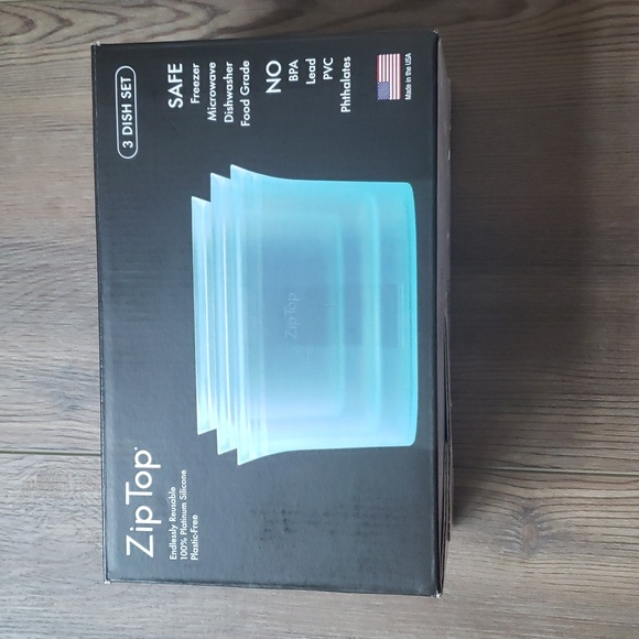 ZipTop Reusable Silicone Containers - 3 Dish Set - Picture 1 of 5